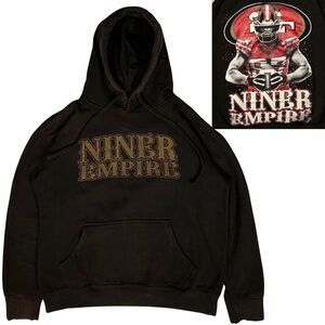 Vintage Niner Empire Hoodie Mens Sweatshirt Medium Black Y2K Fading Distressed‎